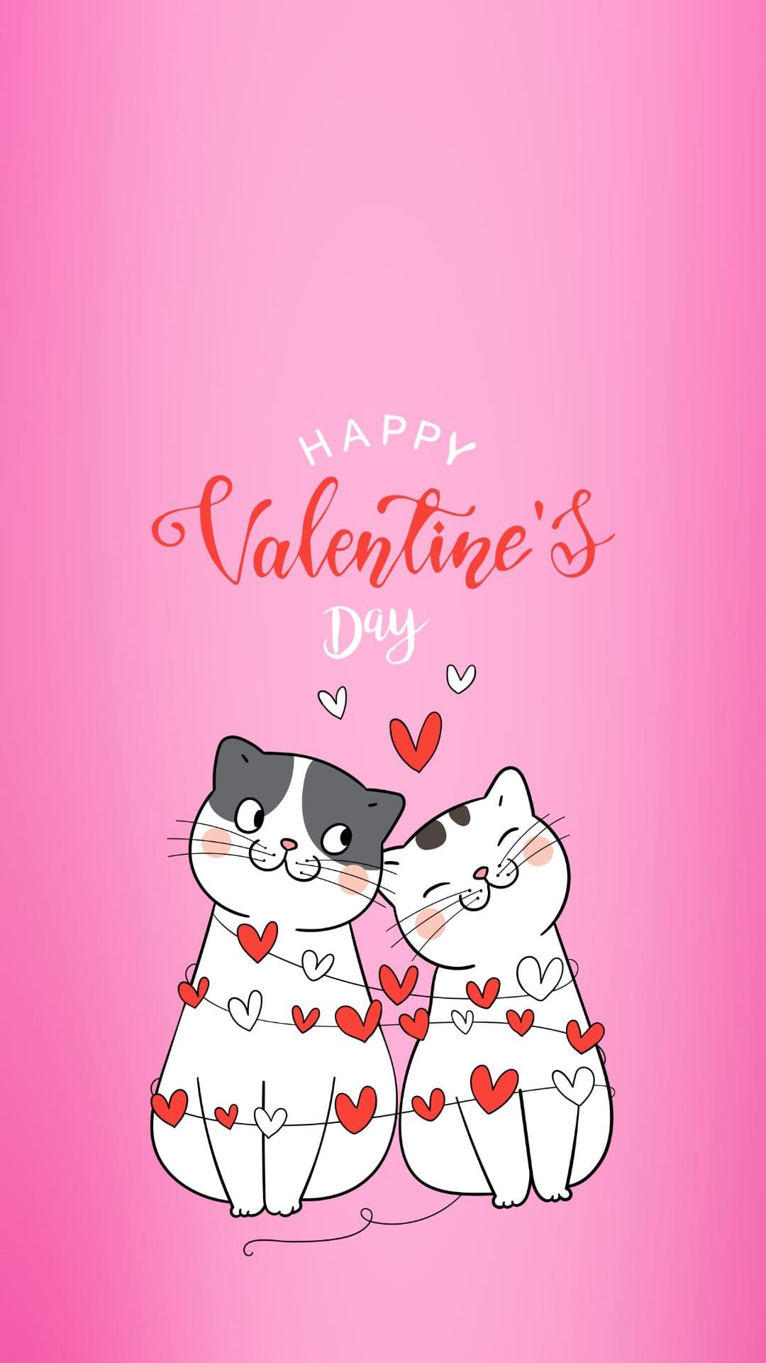 Cute Cats Happy Valentine's Day IPhone Wallpaper Min