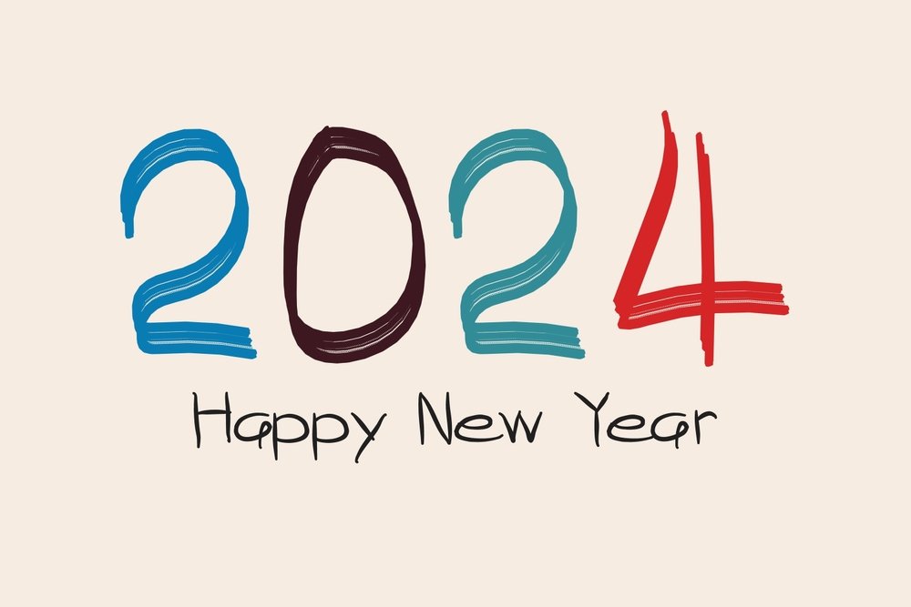 Simple Colorful Happy New Year 2024 Image Hd