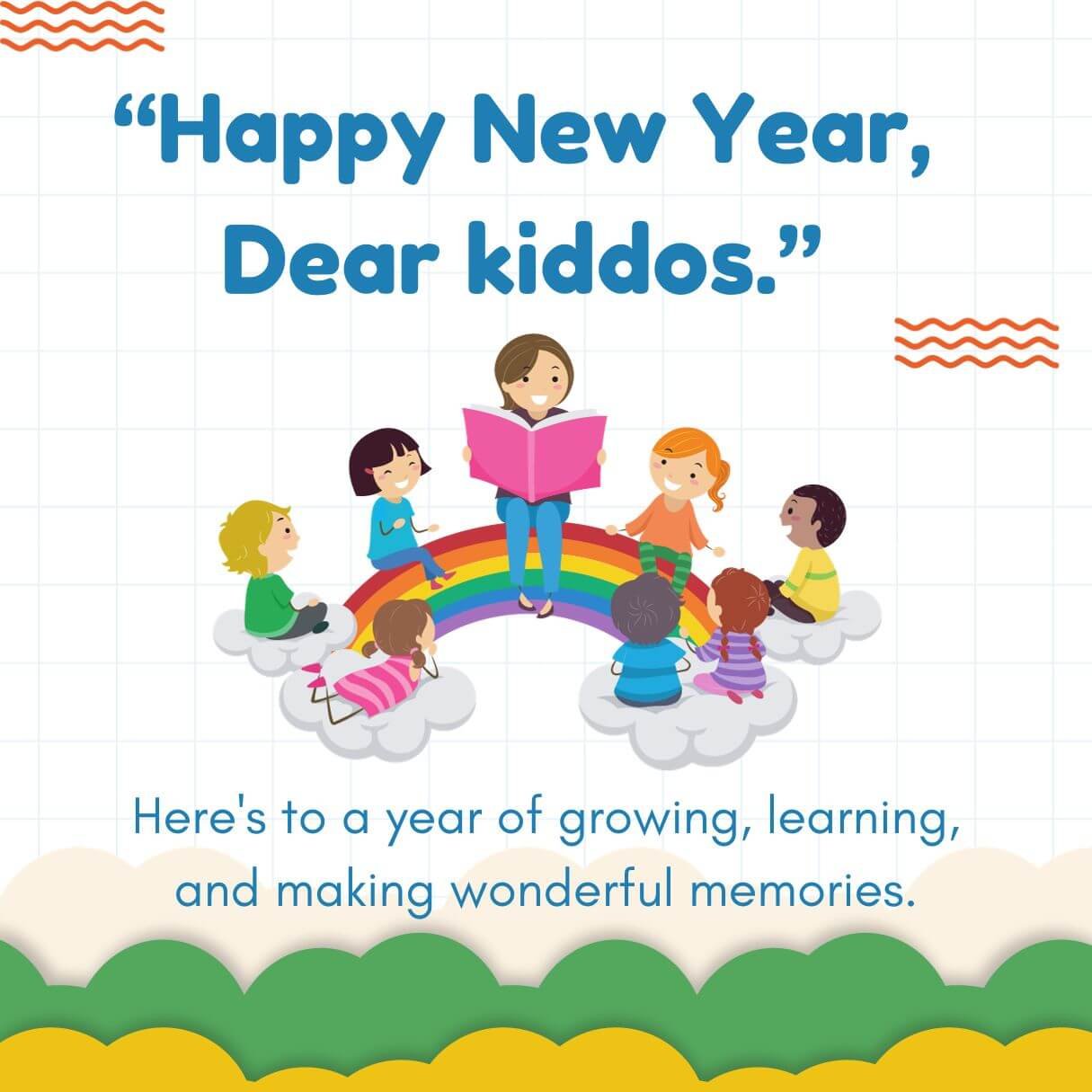 Blue Happy New Year Wishes For Kids 2024