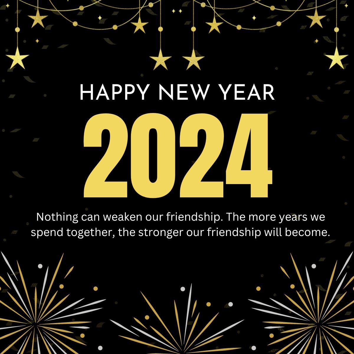Happy New Year 2024 Wishes Greeting Card About Friendship For Friends Hd