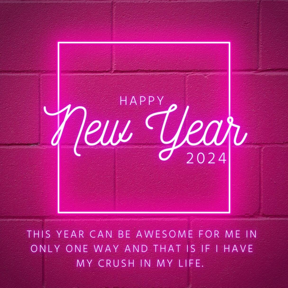 Neon Happy New Year Wishes For Crush 2024