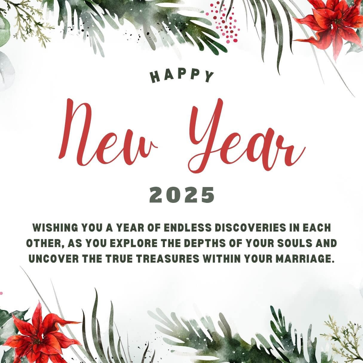 White Floral 2025 New Year Wishes For Newly Married Couple