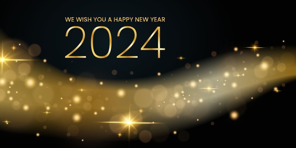 2024 New Year Background Image Hd Dark Blakc And Gold