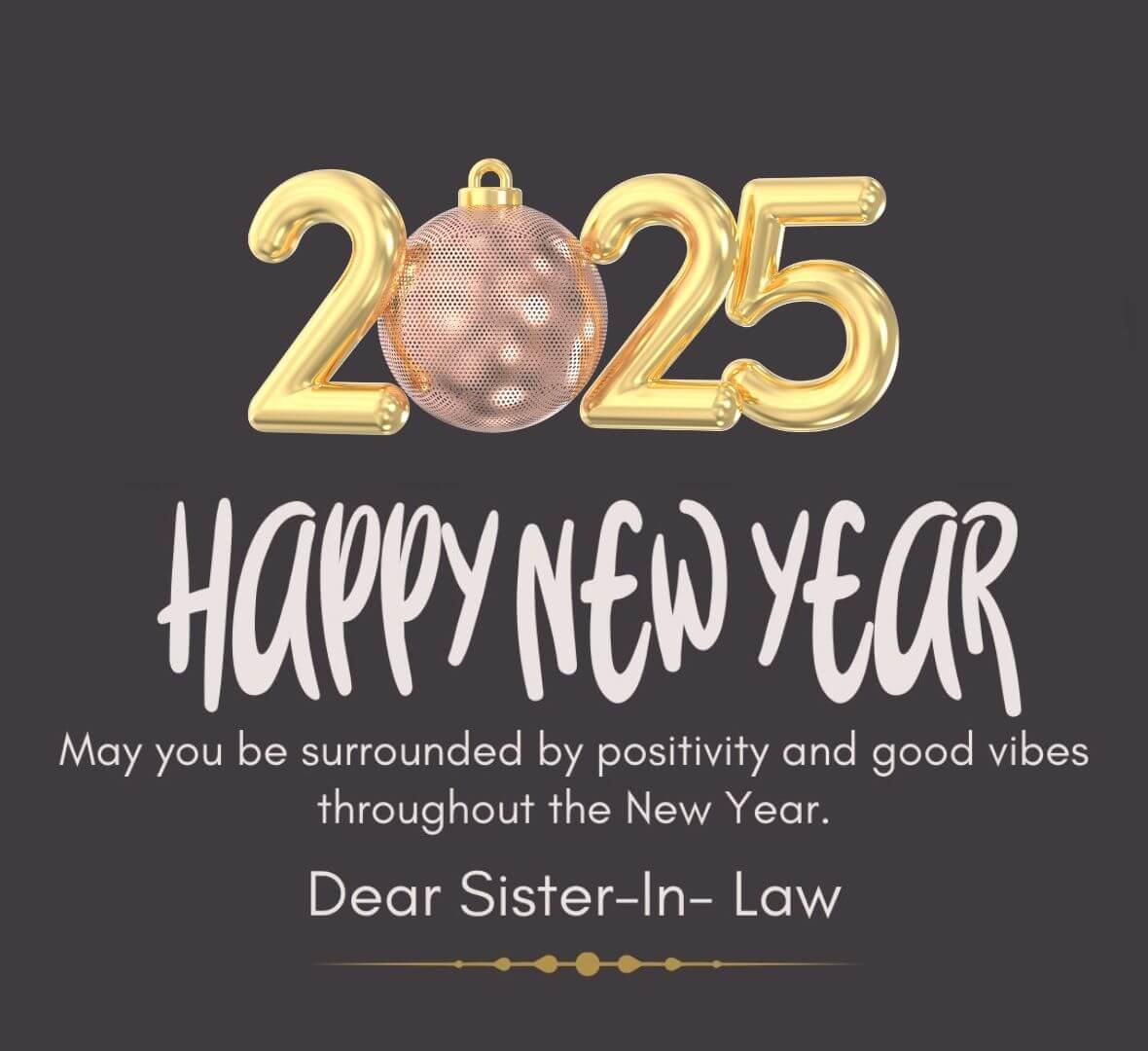 Black And Gold Happy New Year Wishes For Sister In Law 2025