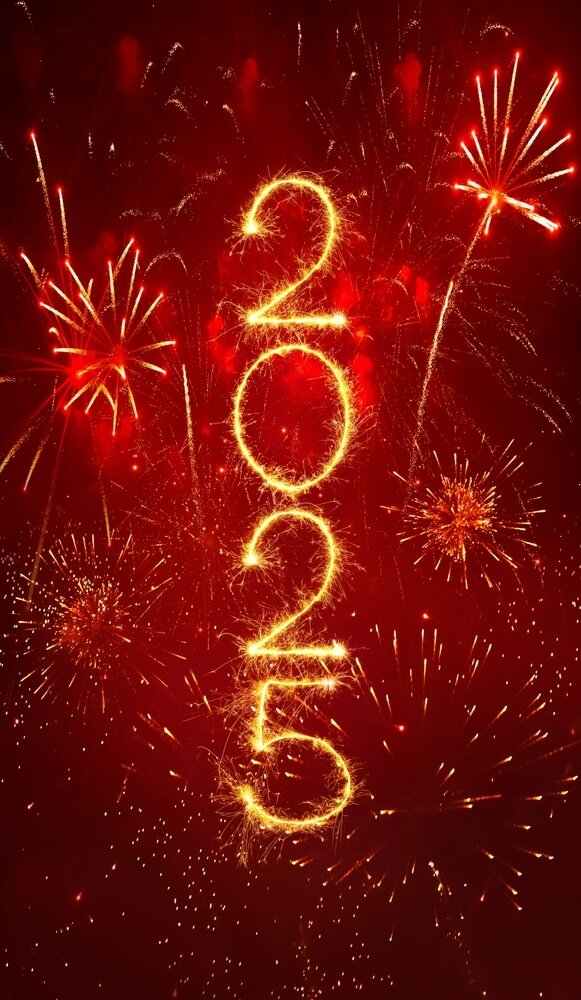 Cool Red Happy New Year 2025 IPhone Wallpapers