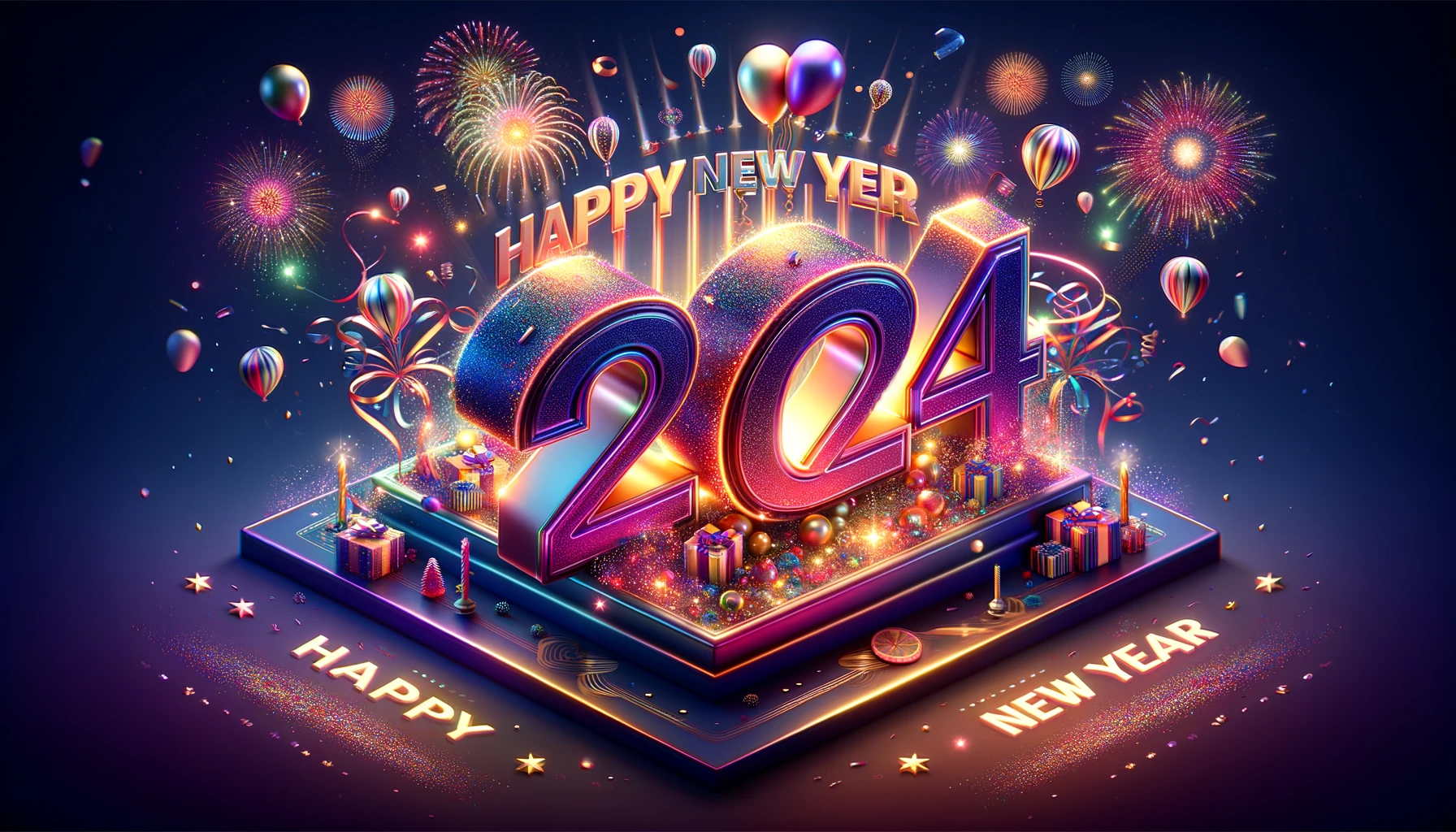Happy New Year 2024 Festive Style Wallpaper