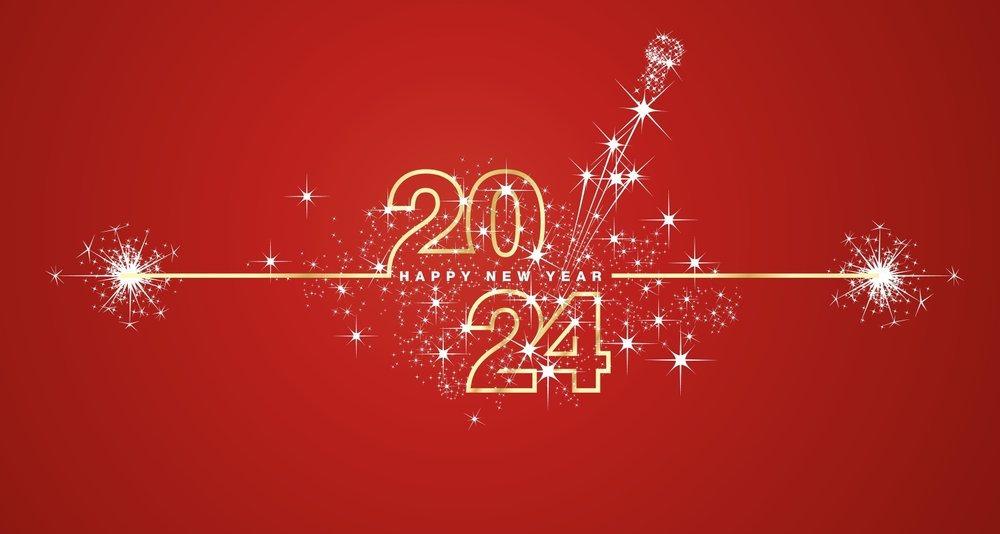 Happy New Year 2024 Red Golden Wallpaper HD