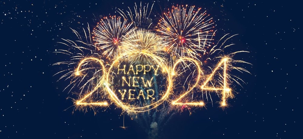 Happy New Year 2024 Wallpaper HD Free Fireworks Background Image