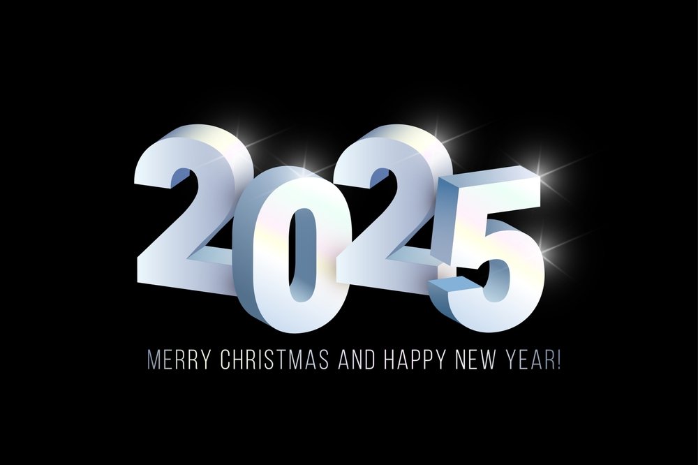 Happy New Year 2025 Black And White Screensaver