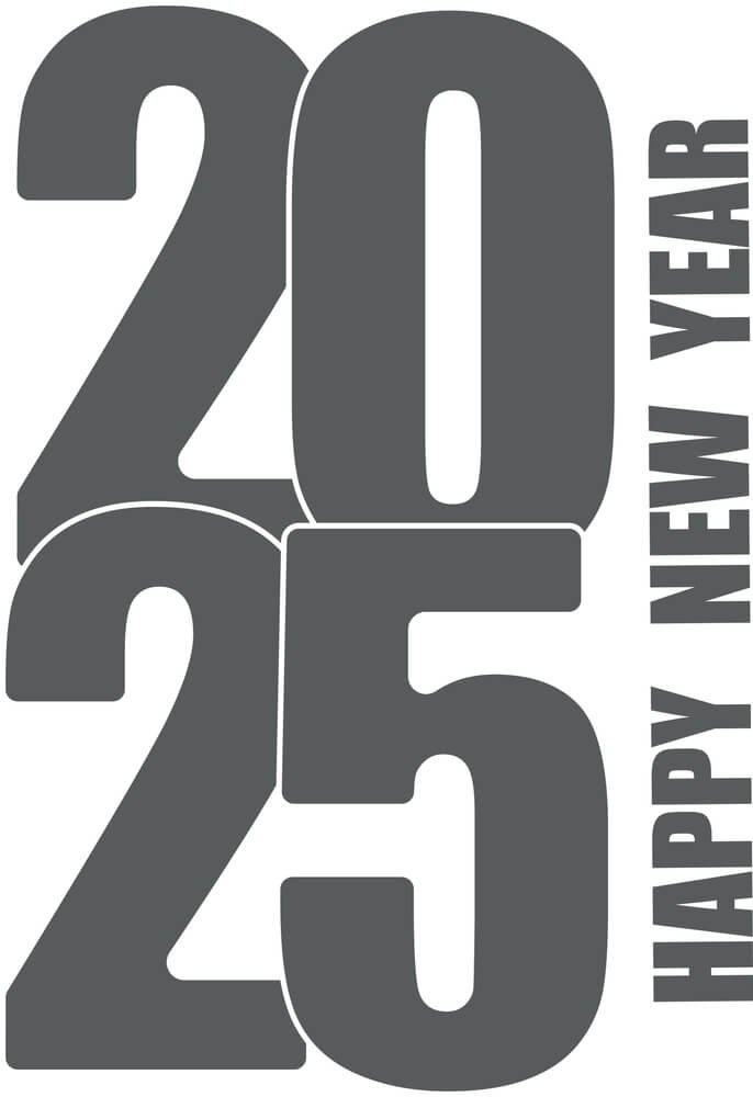 Happy New Year 2025 IPhone Wallpapers White And Grey