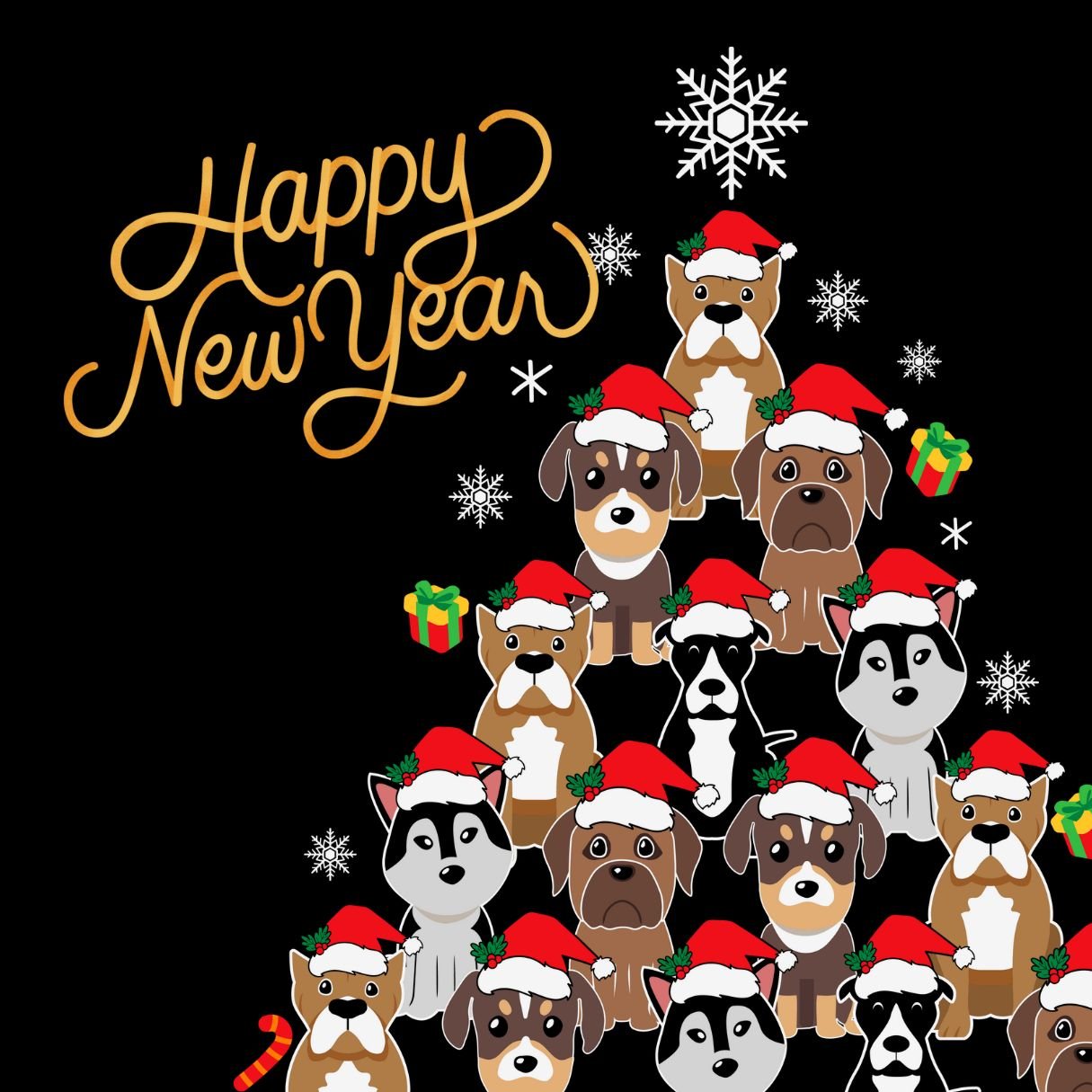 Happy New Year Wishes To My Dogs 2024