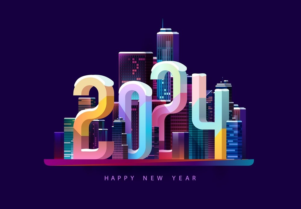 Happy New Year 2024 Background Image Hd City Life Buildings Motivational Image