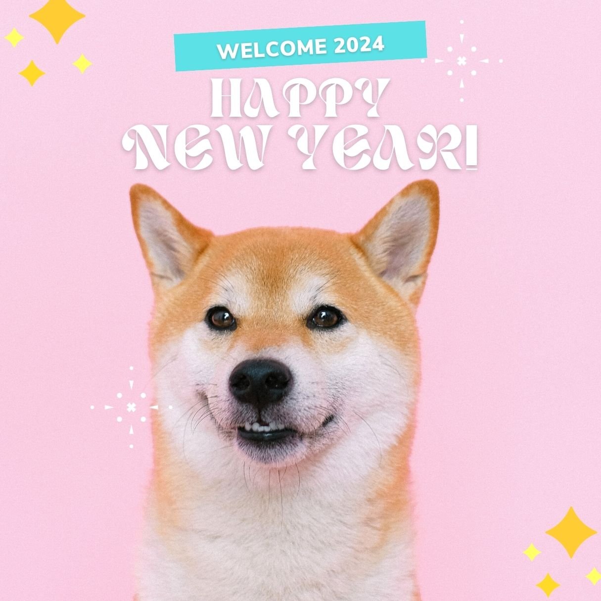 Pink Happy New Year 2024 Pet Greeting