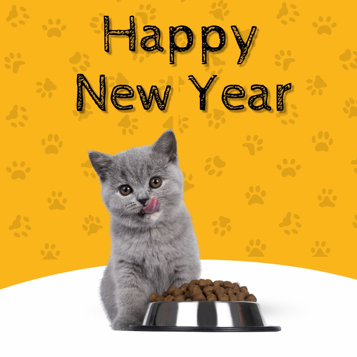 Yellow And Black Happy New Year Cats Image