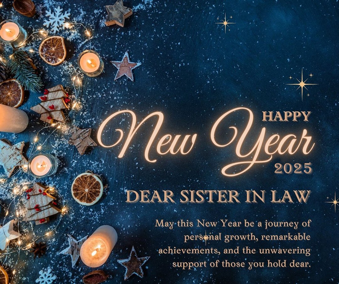 Blue Modern Happy New Year 2025 Wishes For Sister In Law