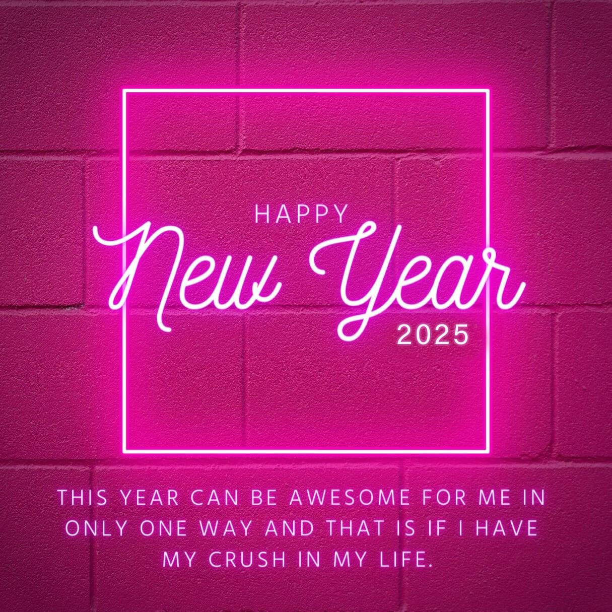 Neon Happy New Year Wishes For Crush 2025