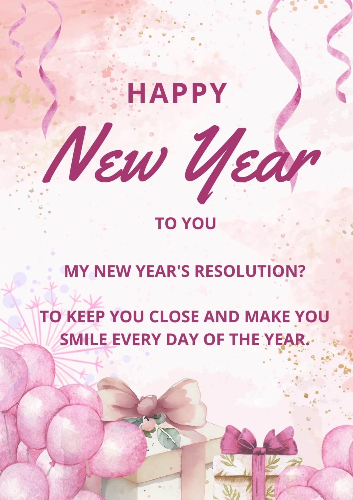 Pink Red Happy New Year Wishes For Crush 2025