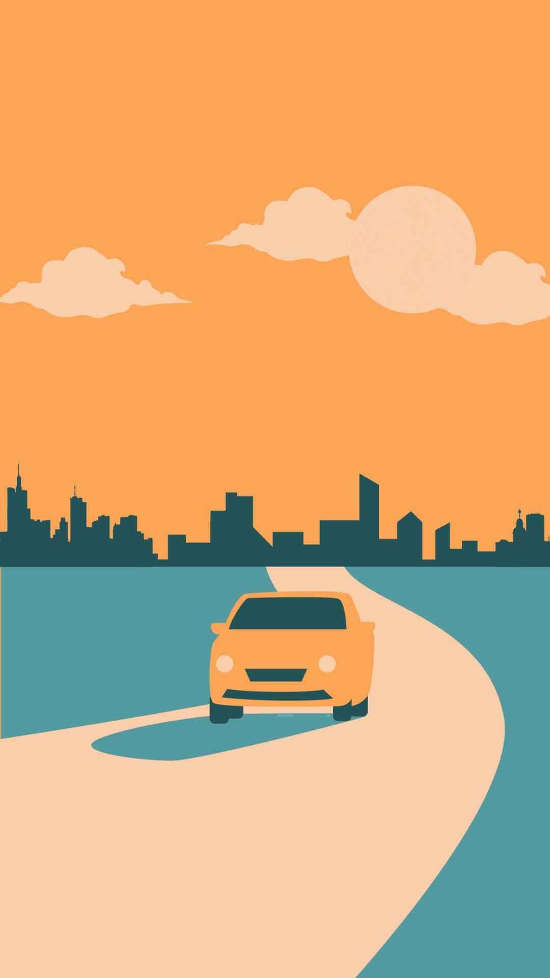 Orange Car Illustration For IPhone Wallpaper
